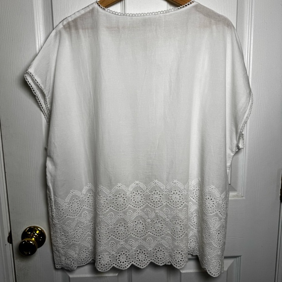 Sundance Art of Eyelet 100% Cotton Top XL Boho Prairie Coastal Lace Peplum NWOT - Picture 13 of 13